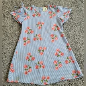 Floral Striped Kids Dress - Blue and Pink Size 4T *NWOT*